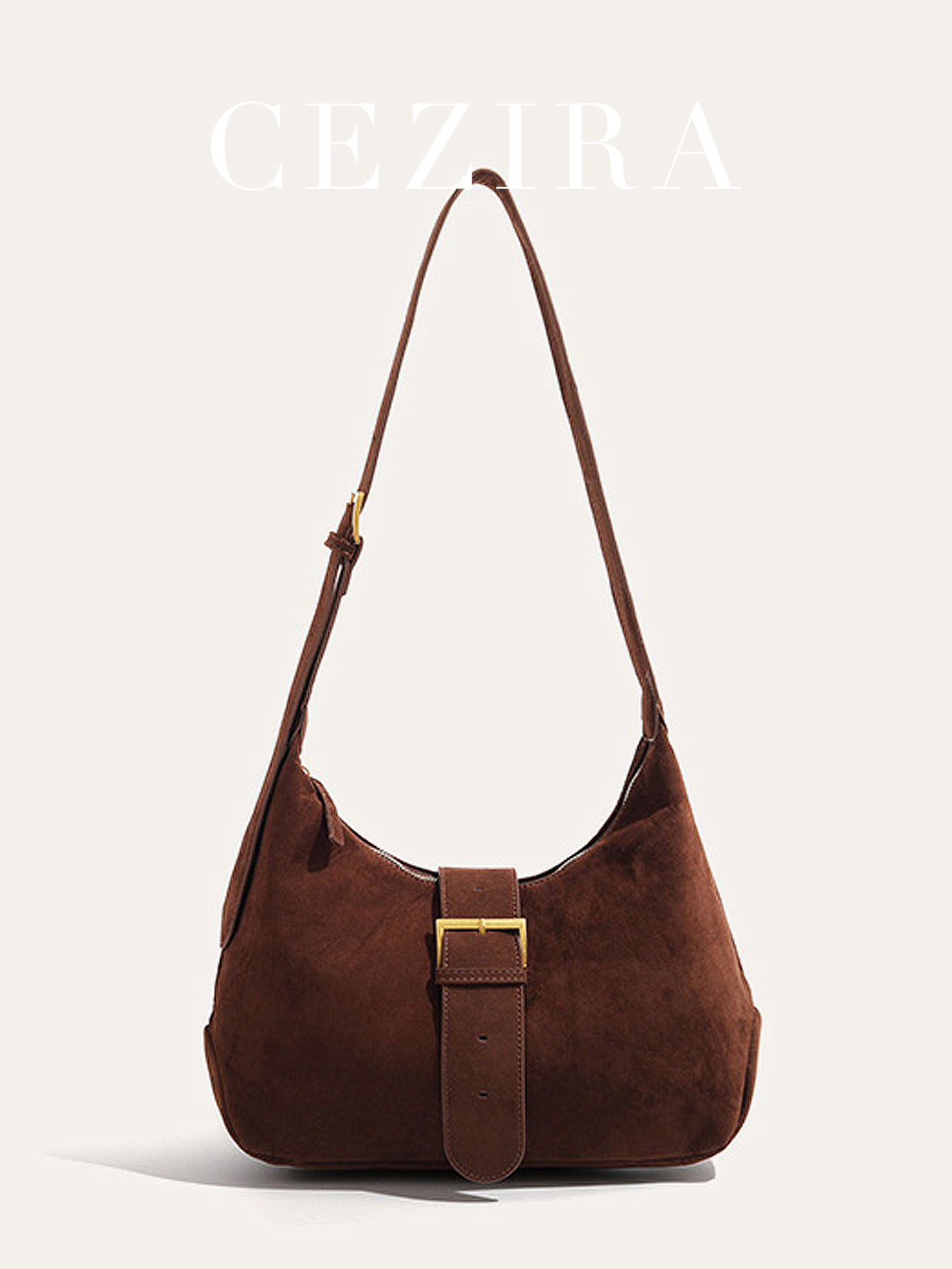 Half Moon Bag Suede - Torebka damska ze sztucznego zamszu w
