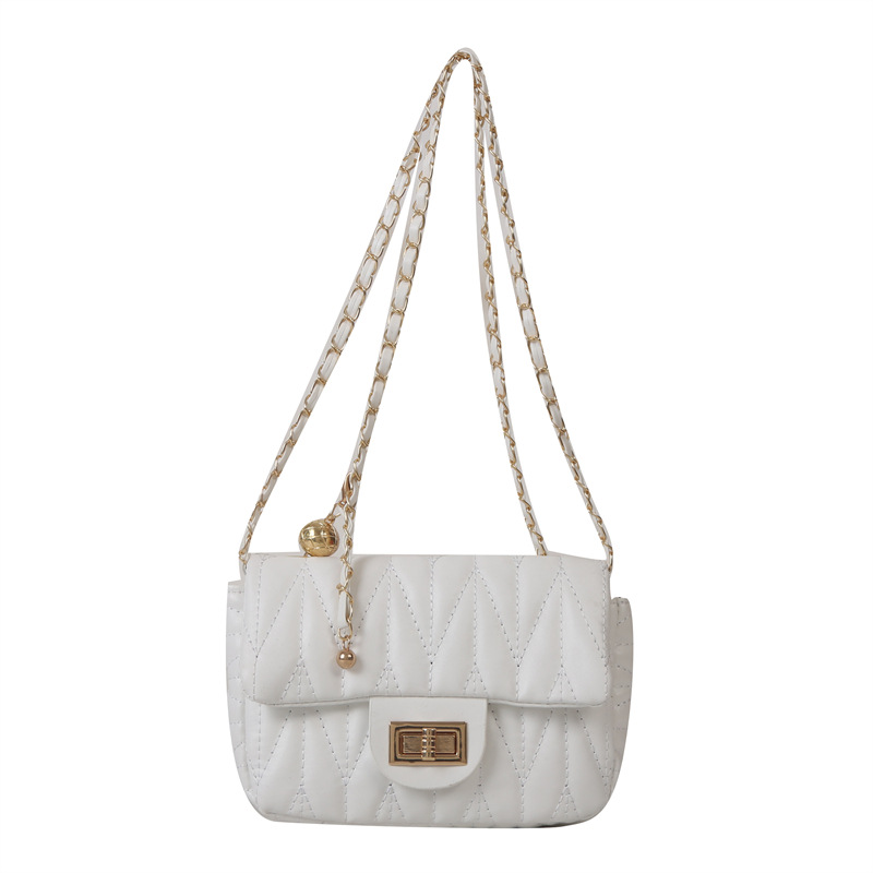 Chain Crossbody Quilted - Damska pikowana torebka crossbody z PU,