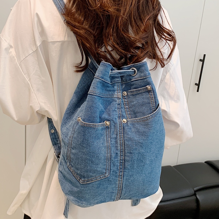 Luxury Bags Denim - Dżinsowe plecaki damskie, codzienne plecaki szkolne