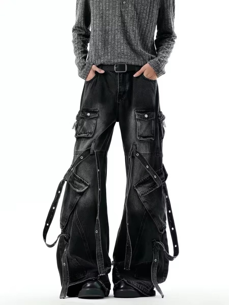 Luxury Bags Denim - Spodnie męskie cargo w stylu punk