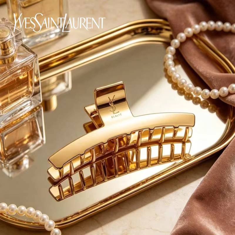 Women Luxury Bags Ysl - Złota metalowa spinka do włosów YSL