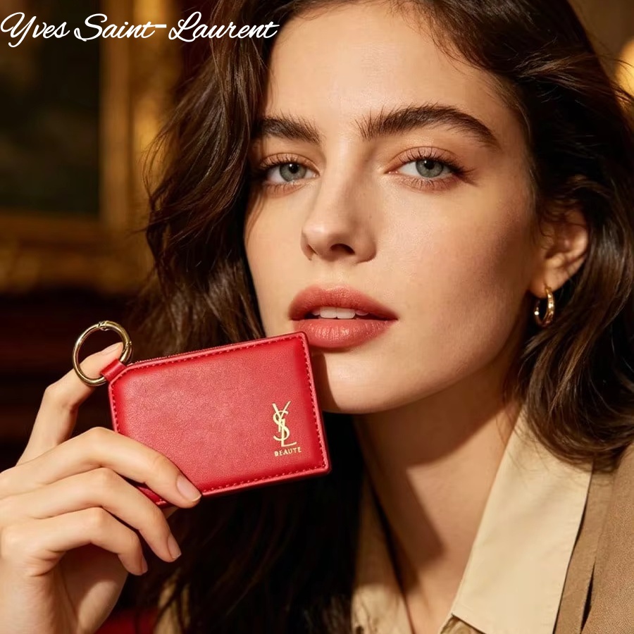 Women Luxury Bags Ysl - YSL Czerwone Skórzane Kwadratowe Mini Lusterko