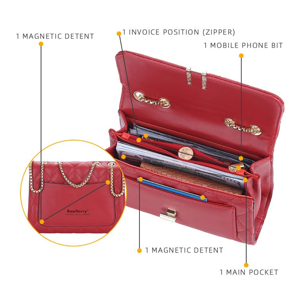 Torebka damska Baellerry, mała – Chain Crossbody Quilted recenzja i cena