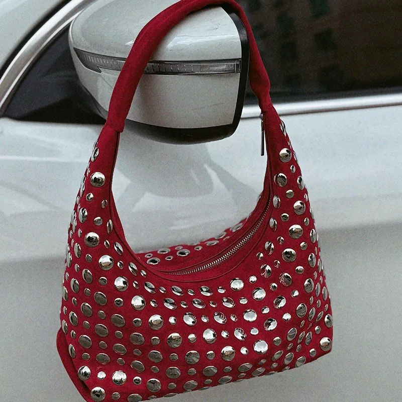 Torebka na ramię z ćwiekami, z – Half Moon Bag Suede recenzja i cena